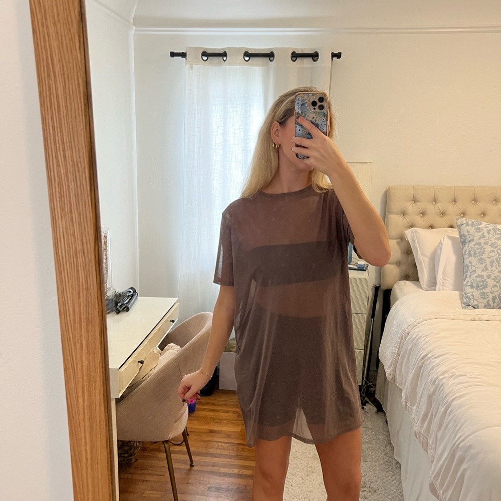 Sheer Brown T-Shirt Dress
